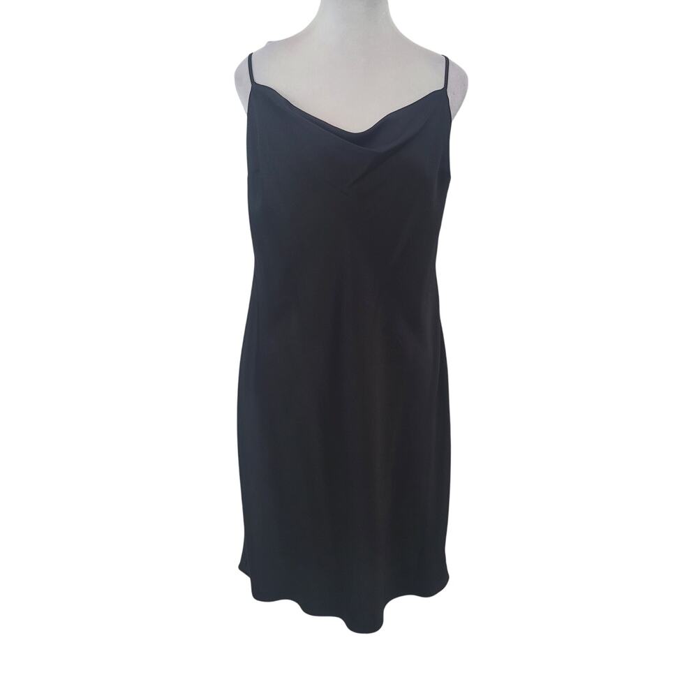 Express Size L Black Satin Cowl Neck Slip Dress Minimal Chic Evening